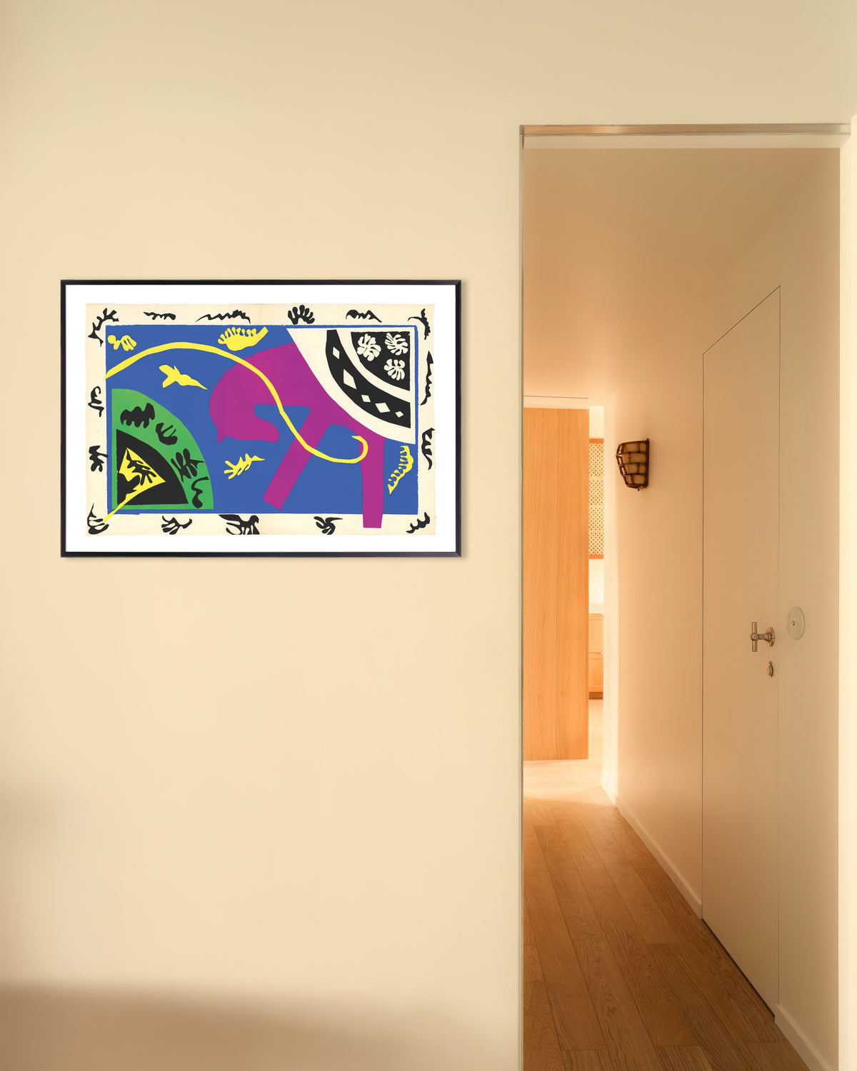 Poster med Häst, ryttare och clown (Jazz, 1947) av Henri Matisse, med metallram