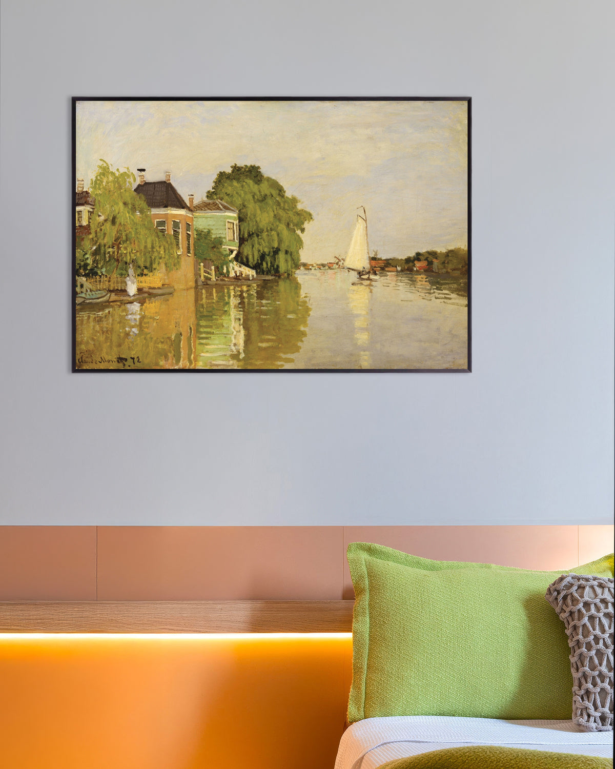 Poster Hus vid Achterzaan (1871) av Claude Monet med metallram