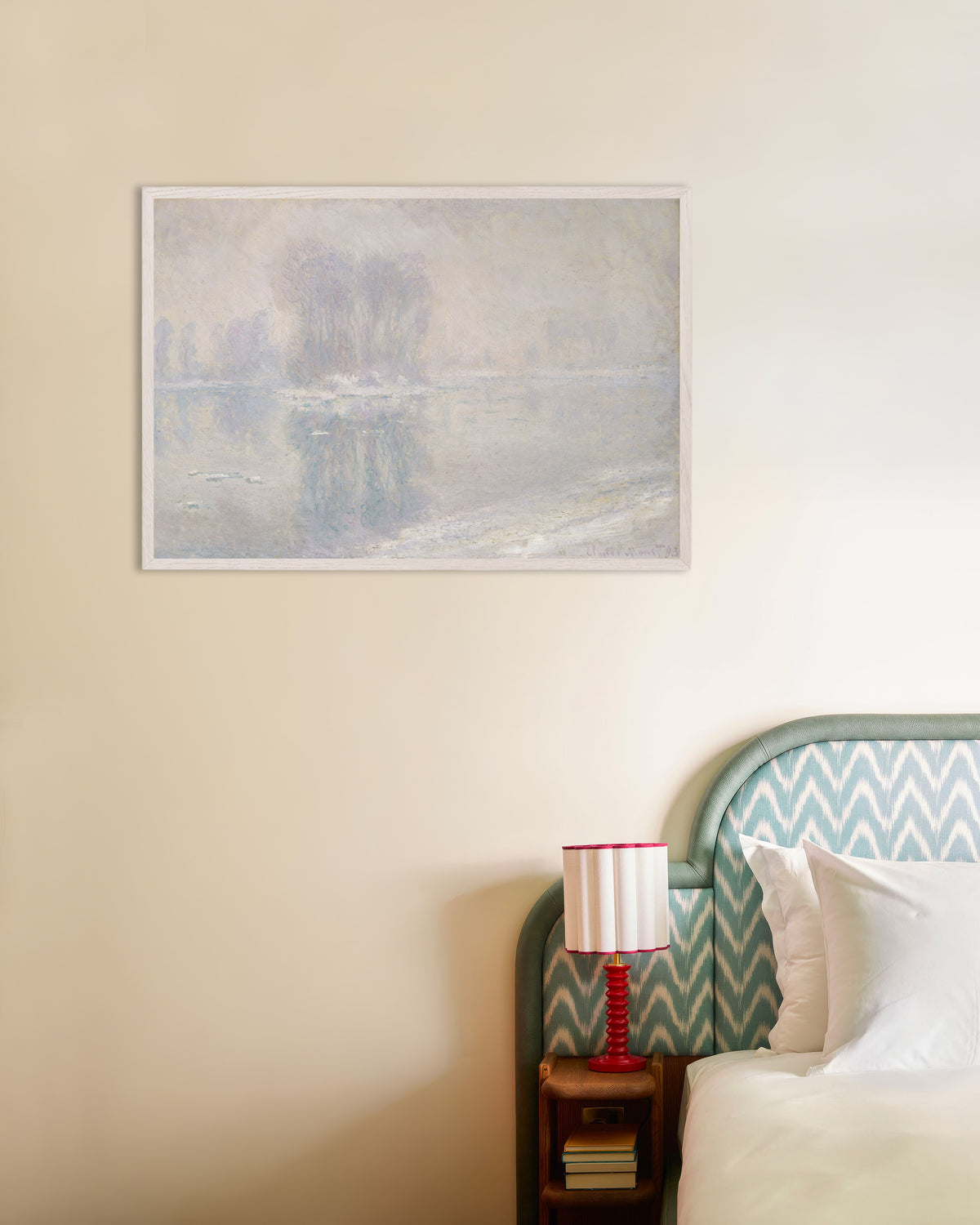 Poster Isflak (1893) av Claude Monet med vit träram