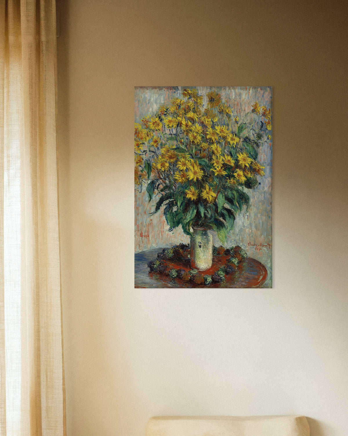 Poster Jordärtskocksblommor (1880) av Claude Monet