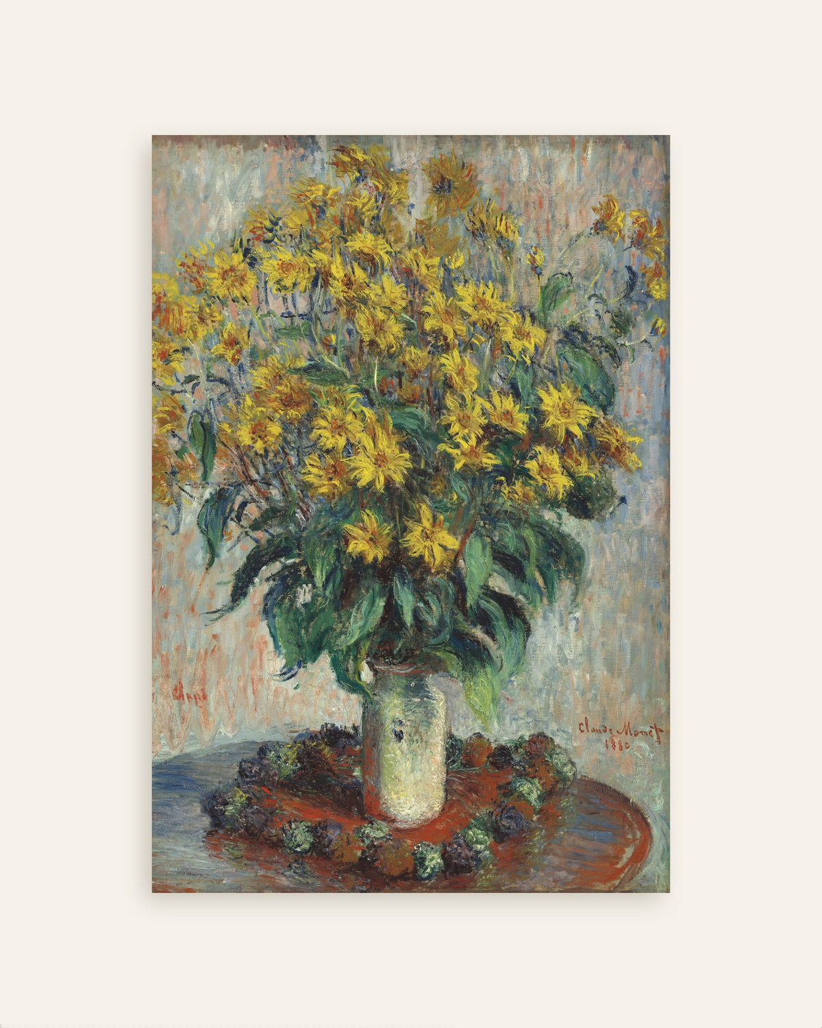 Poster Jordärtskocksblommor (1880) av Claude Monet, miniatyr
