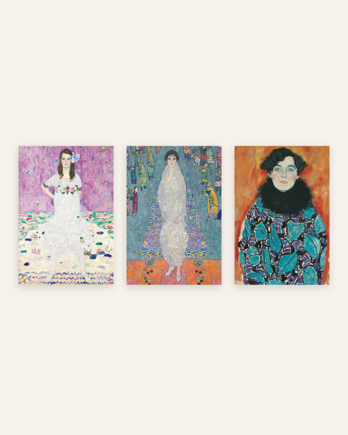 Klimt-posters, set med 3 porträtt: Mäda Primavesi, Elisabeth Lederer och Johanna Staude, utan ram