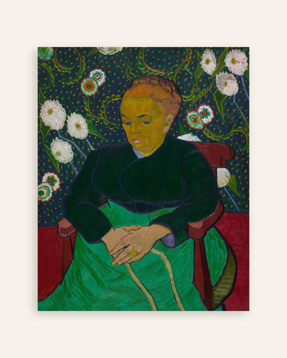 Poster av La Berceuse, Madame Roulin vaggar vaggan (1889) av Vincent van Gogh, miniatyrbild