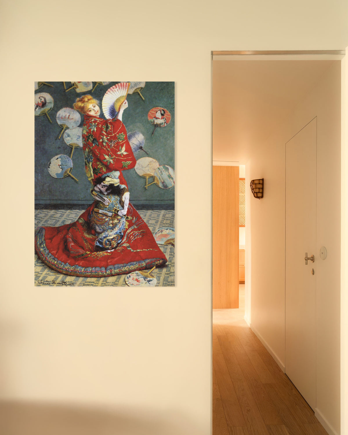 Poster La Japonaise, Camille Monet i japansk dräkt (1876) av Claude Monet