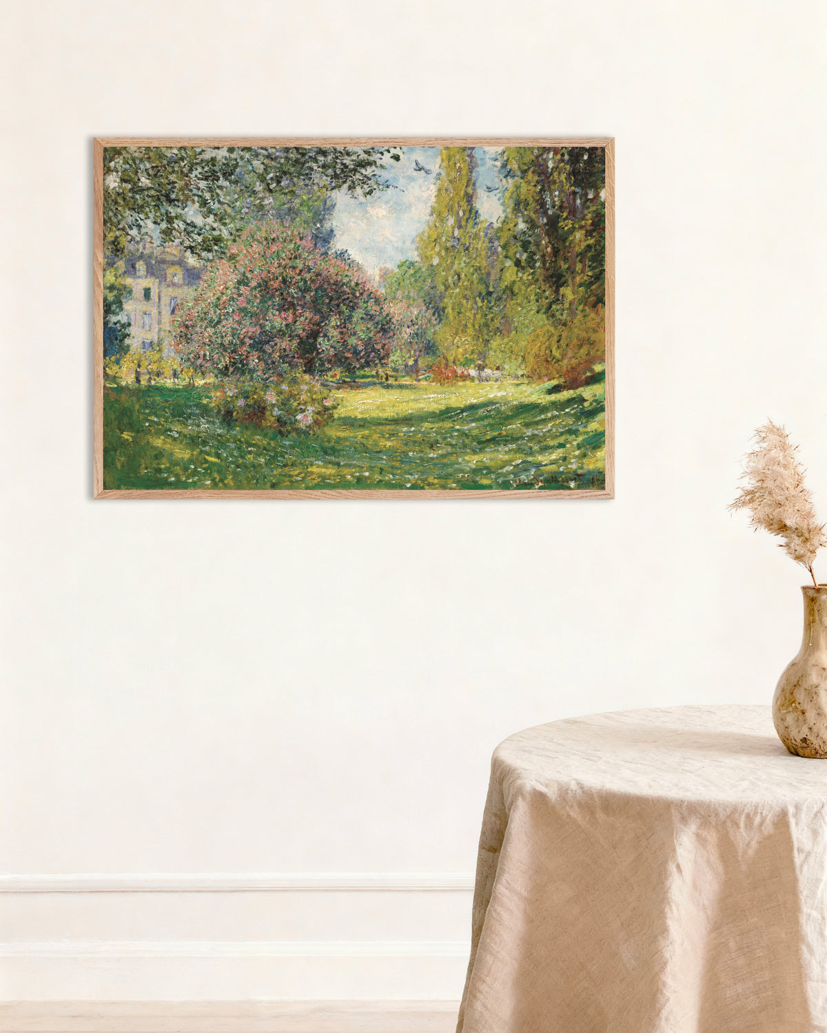 Poster Landskap, Parc Monceau (1876) av Claude Monet med ram i naturträ