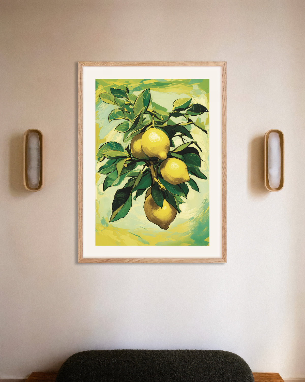 Poster med Citroner från Sorrento, med ram i naturträ