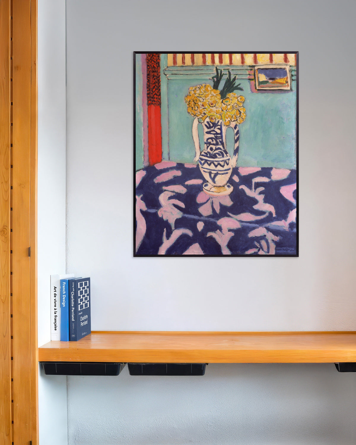 Poster av Gökfåglar, blå och rosa matta (1911) av Henri Matisse, med metallram