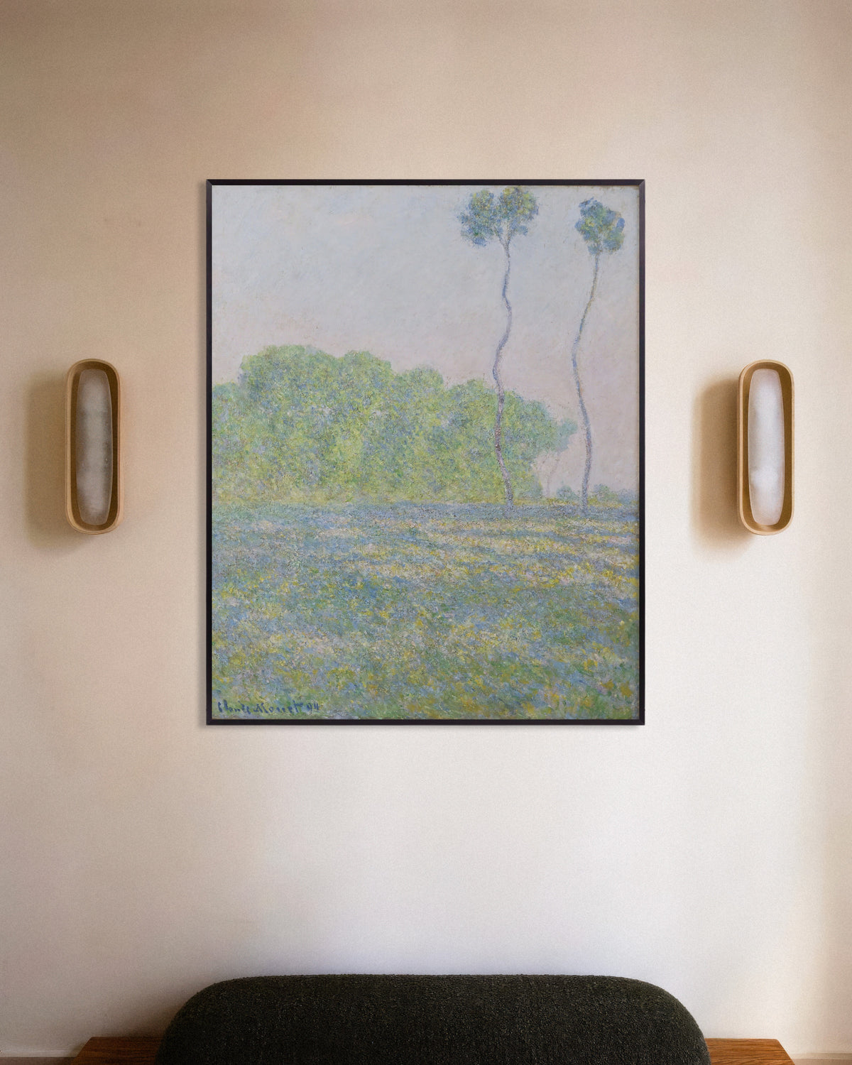 Poster Äng vid Giverny (1894) av Claude Monet med metallram