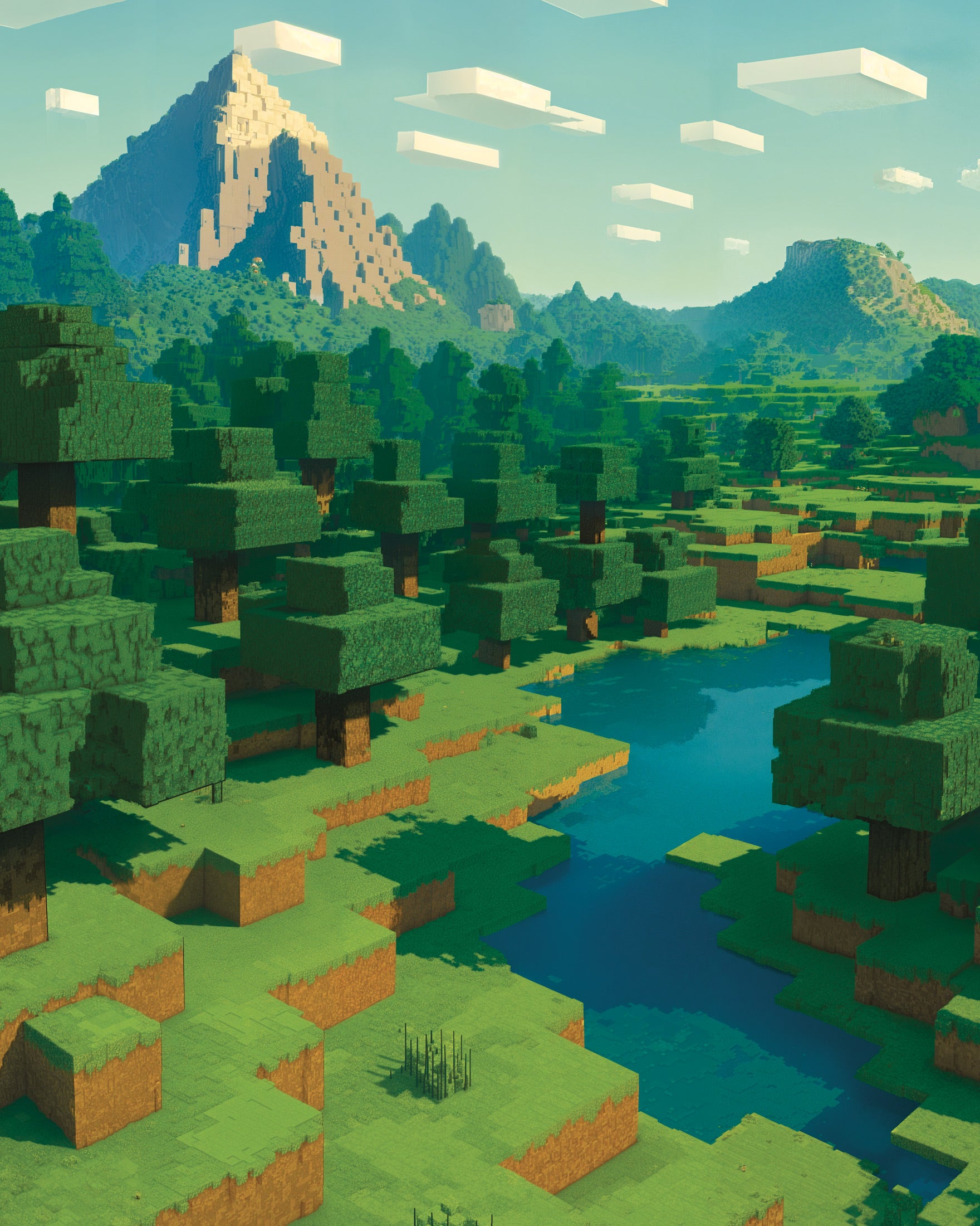 Minecraft Mountain Landscape – pixel art fanposter