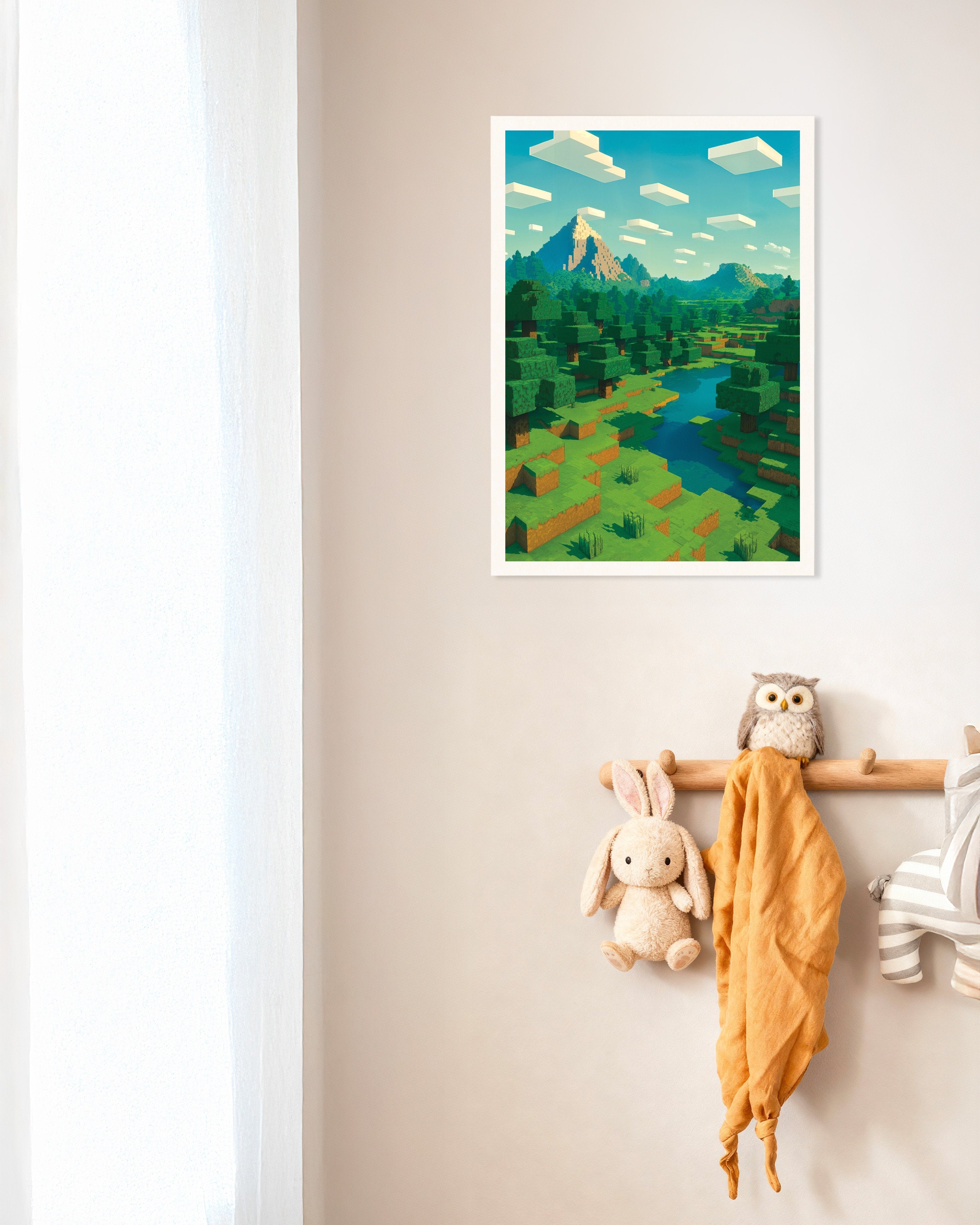 Poster of Minecraft Mountain Landscape – pixel art fan poster