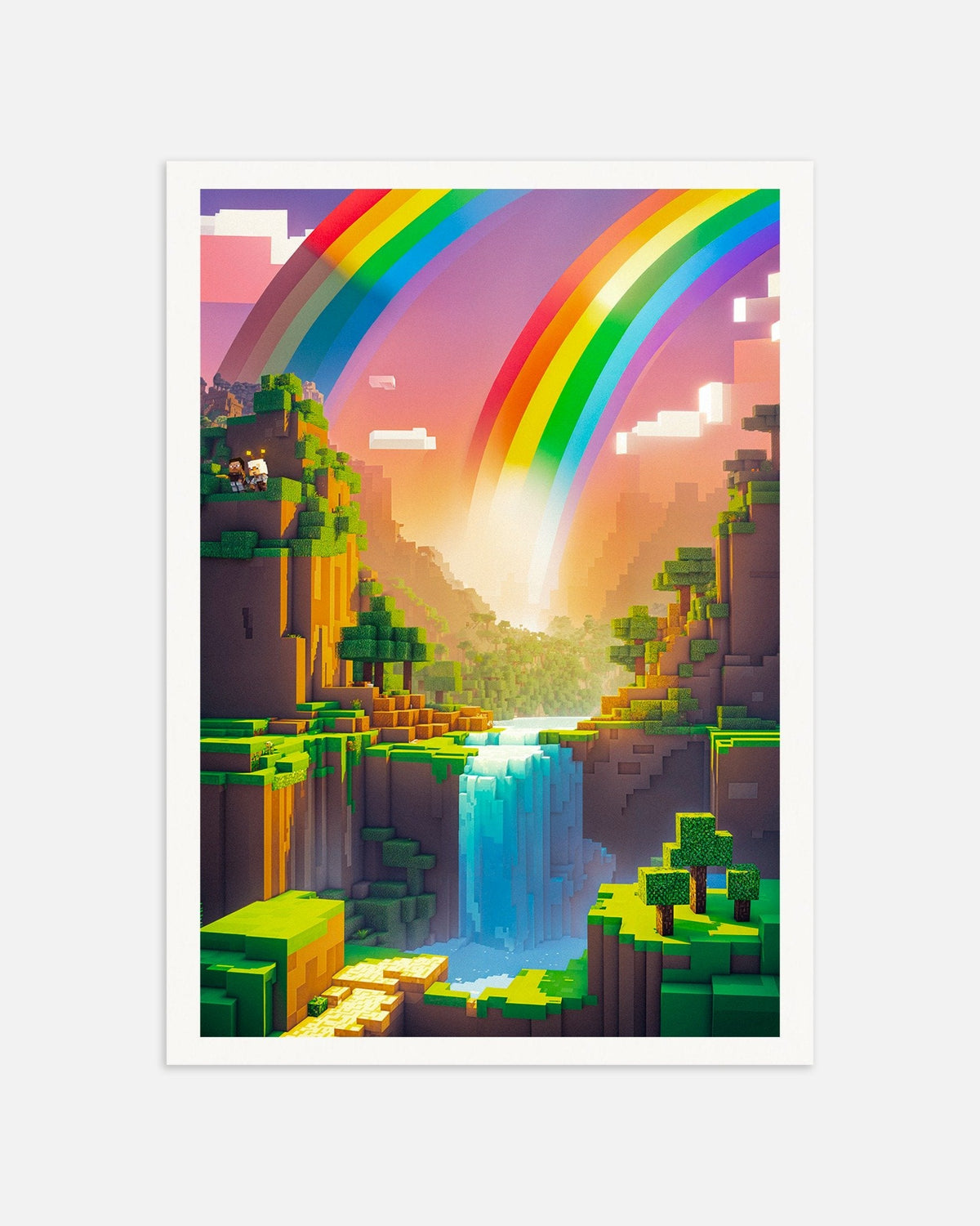 Regnbågsdalen i pixlar – poster med fantasyl landskap, miniatyrbild