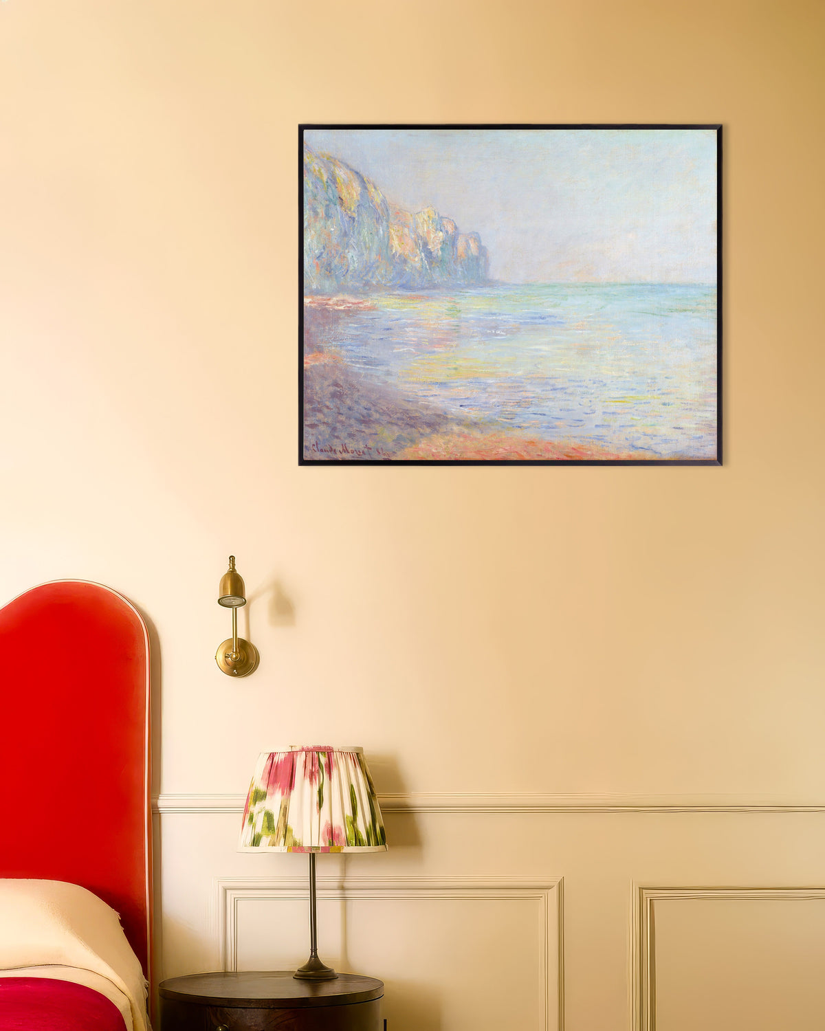 Poster Disig morgon vid Pourville (1882) av Claude Monet med metallram
