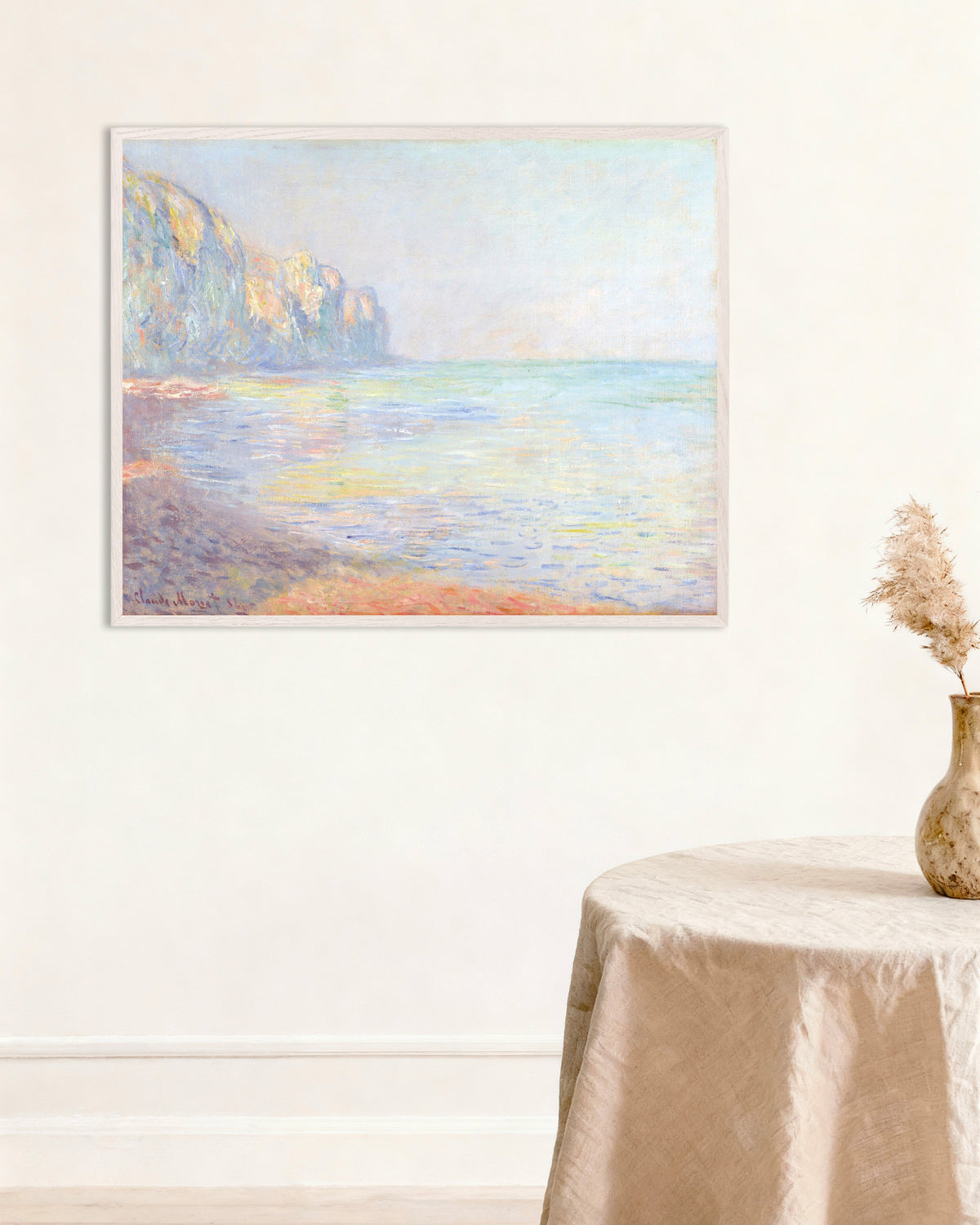 Poster Disig morgon vid Pourville (1882) av Claude Monet med vit träram