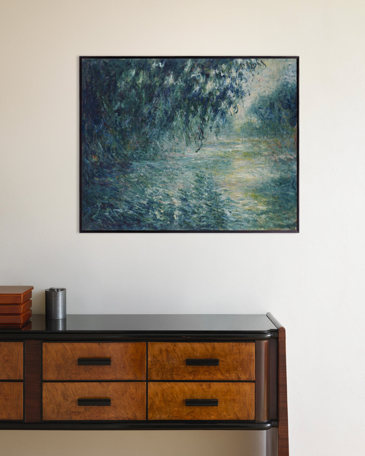Poster Morgon vid Seine (1898) av Claude Monet med metallram