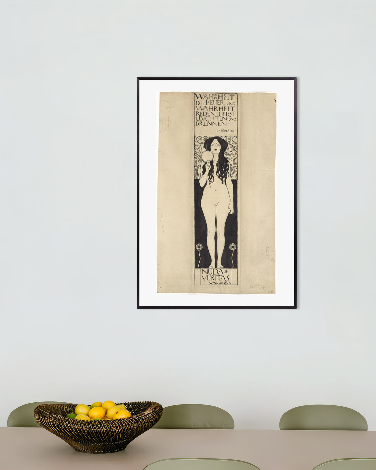 Poster Nuda Veritas (1898) av Gustav Klimt med metallram