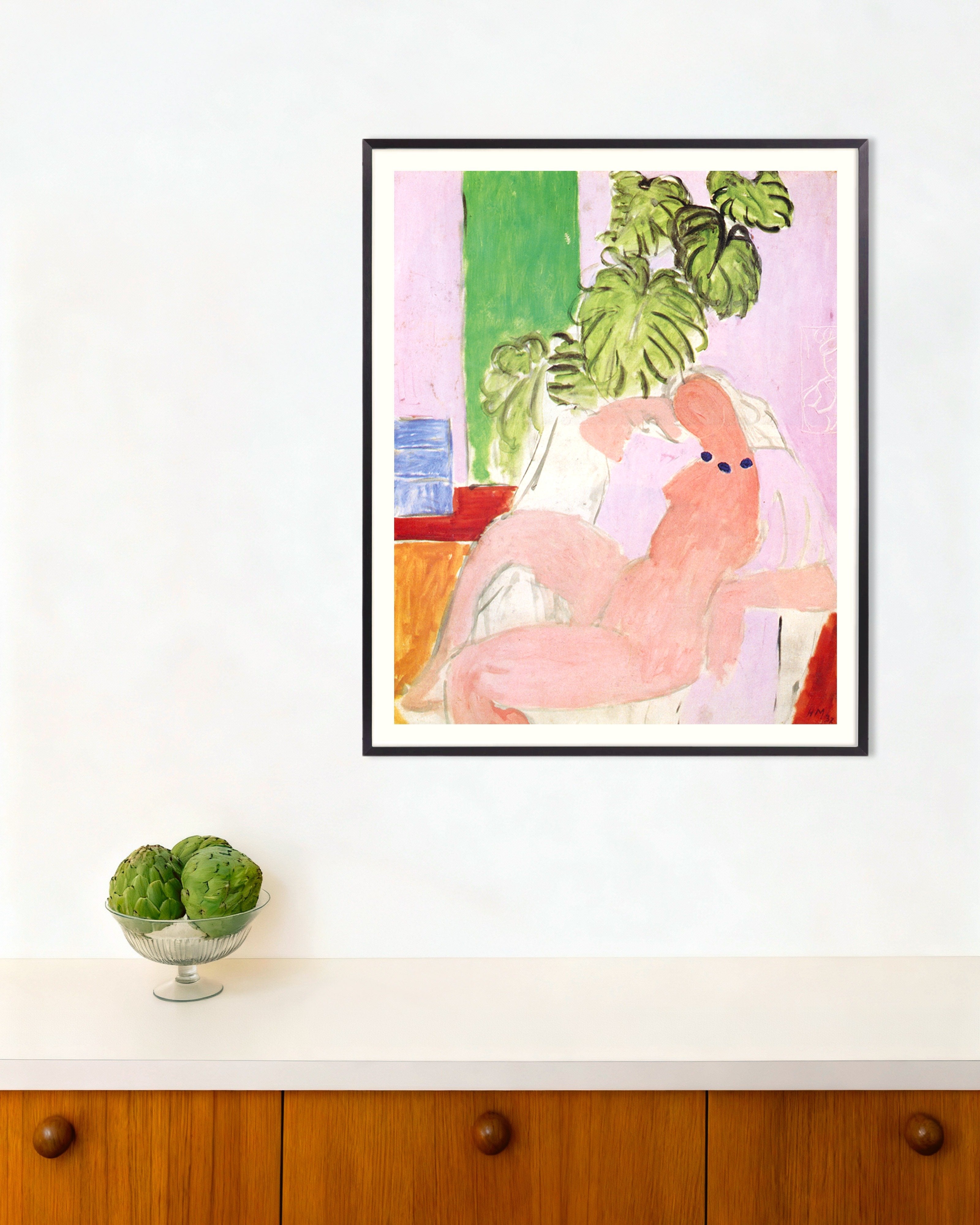 Poster of Nude in a Chair with Green Plants (1937) — Henri Matisse, with metal frame