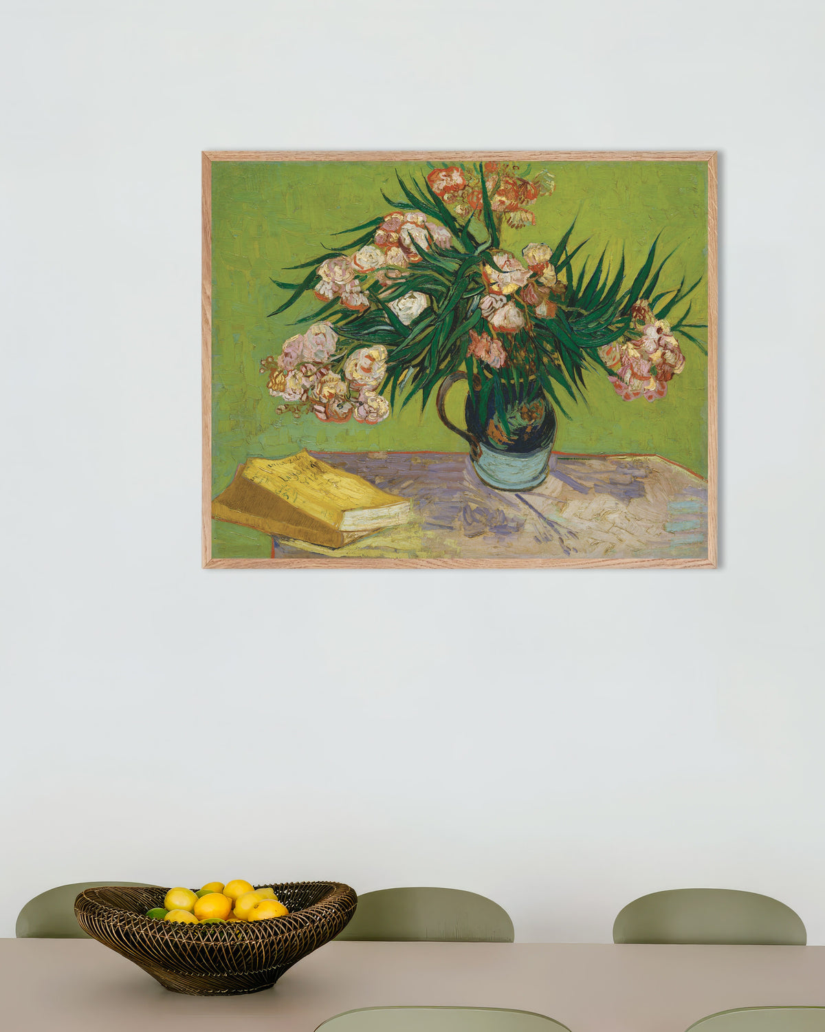 Poster med Oleander (1888) av Vincent van Gogh, med ram i naturträ