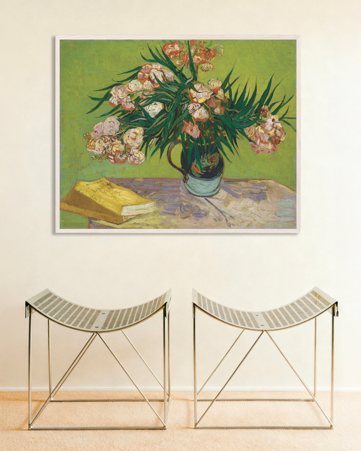 Poster med Oleander (1888) av Vincent van Gogh, med vit träram