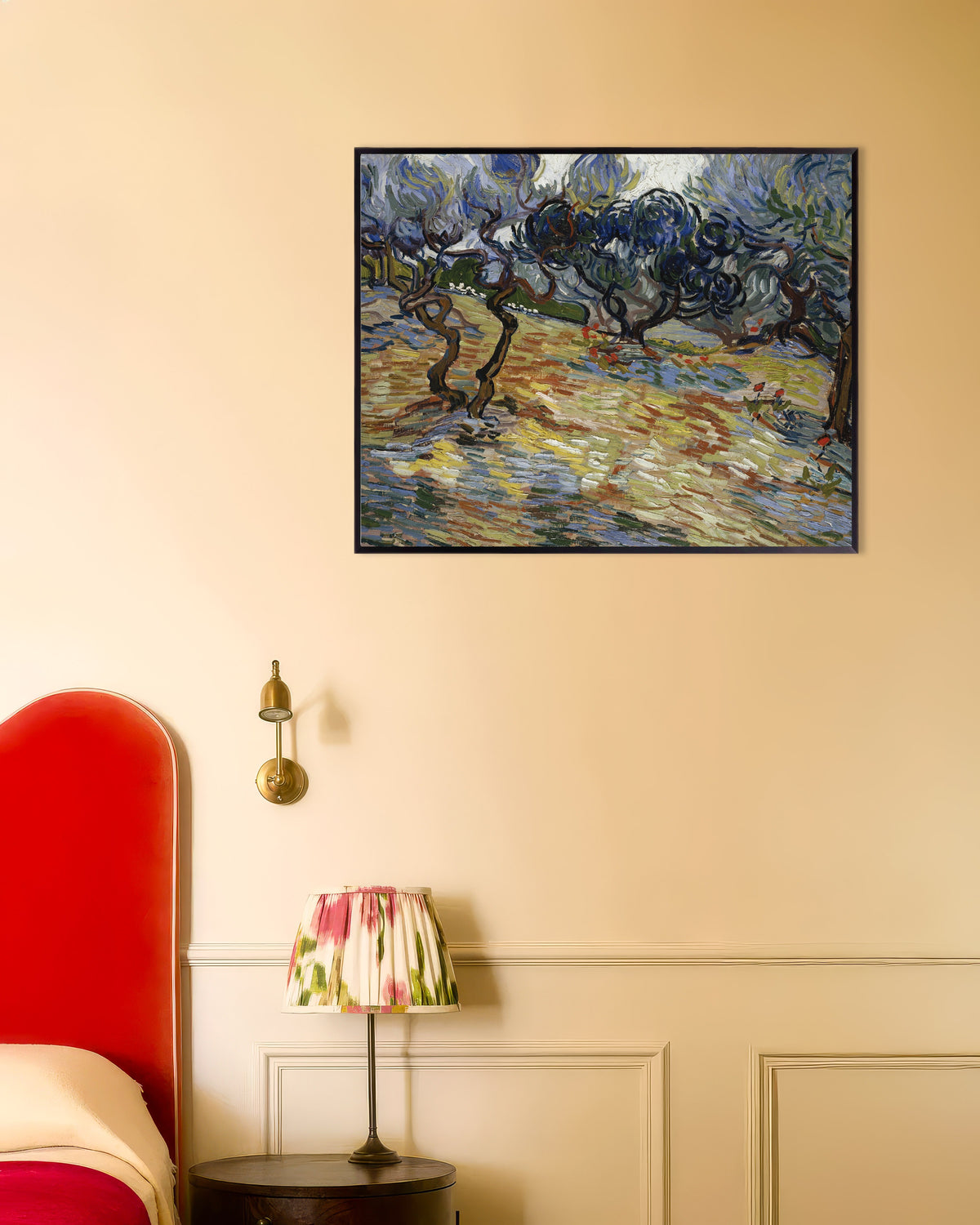 Poster med Olivträd (1889) av Vincent van Gogh, med metallram