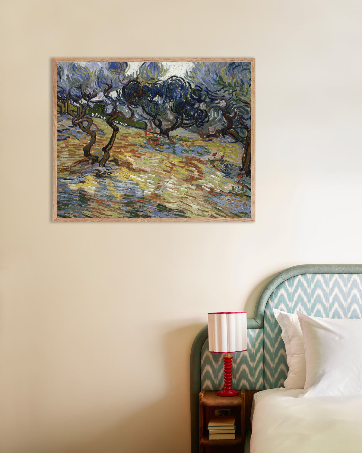 Poster med Olivträd (1889) av Vincent van Gogh, med ram i naturträ