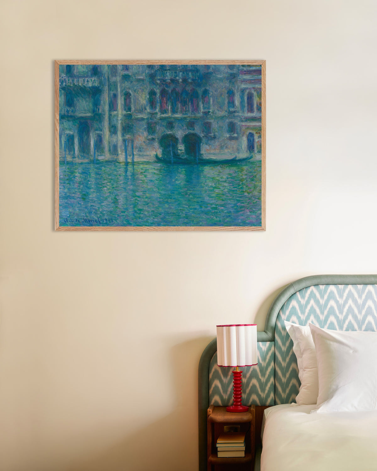Poster Palazzo da Mula, Venedig (1908) av Claude Monet med ram i naturträ