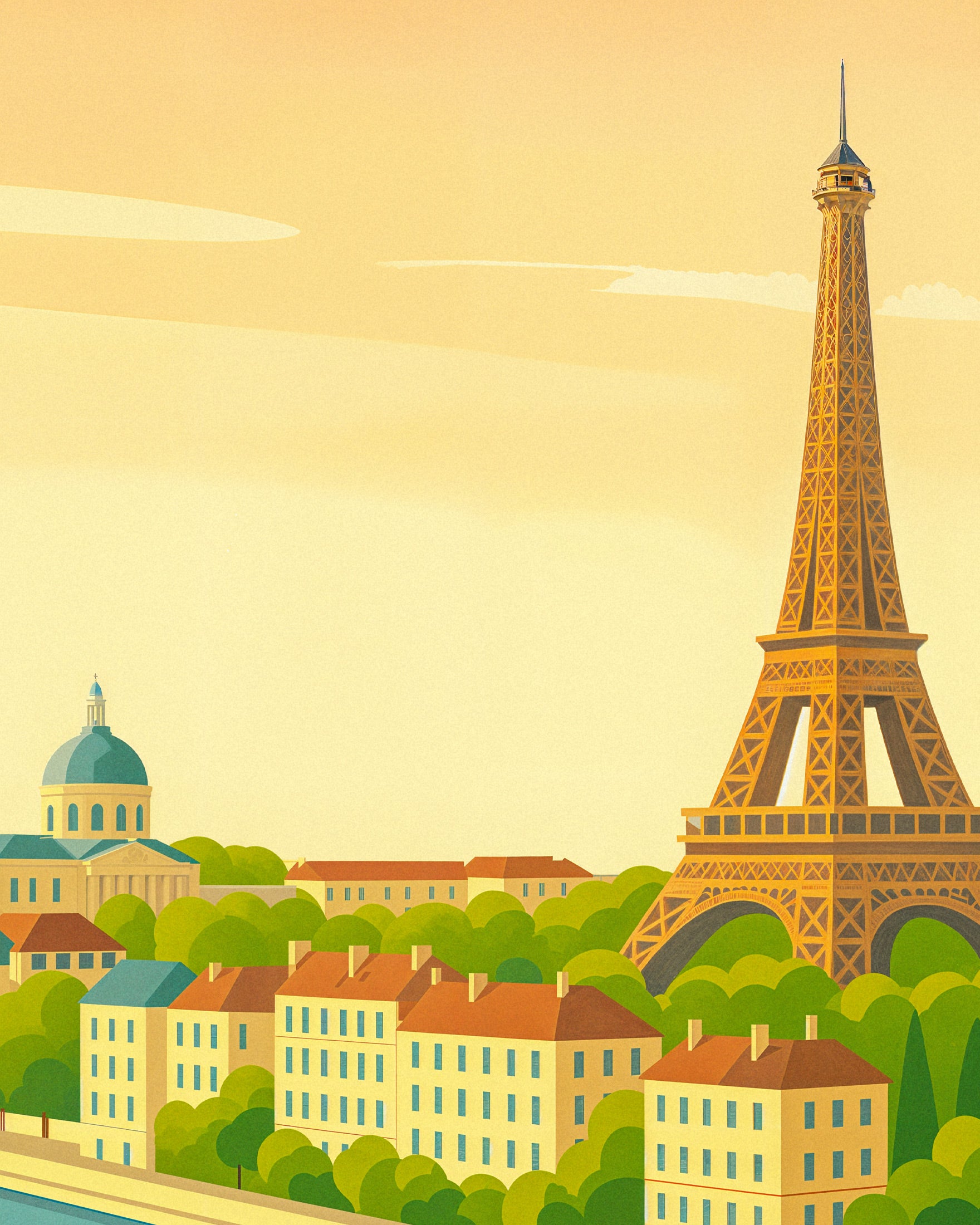 Paris – Retro stil Illustration av Eiffeltornet Poster