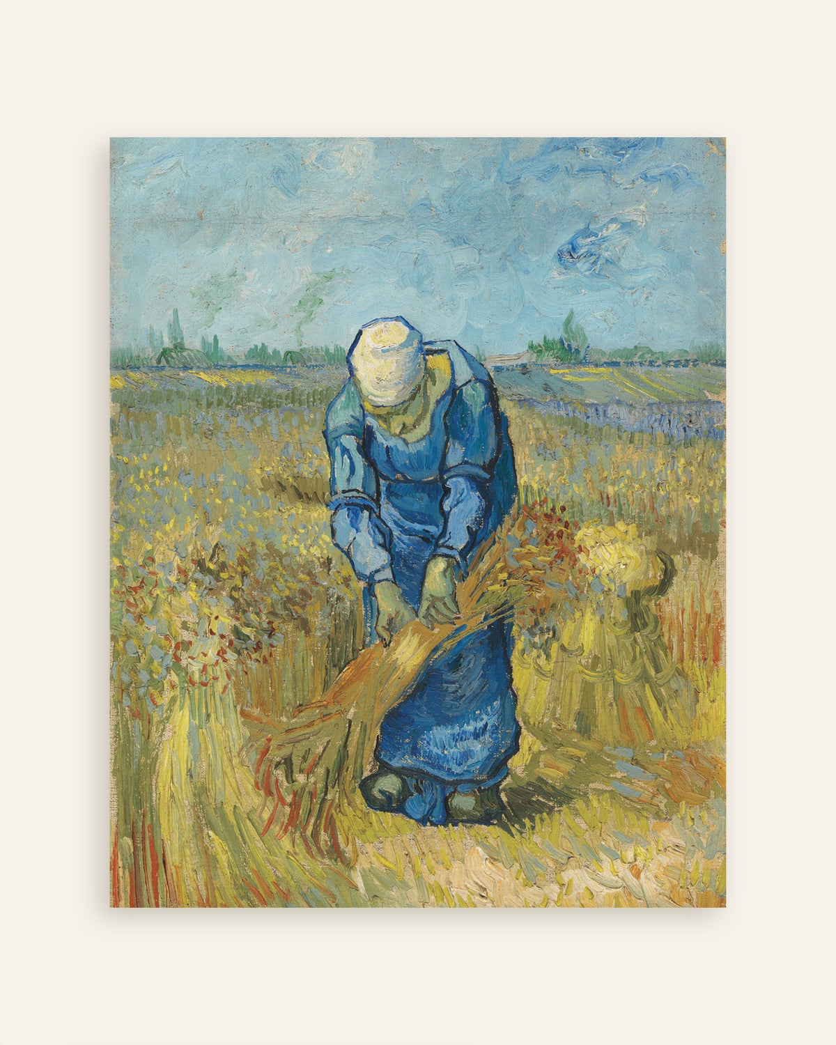 Poster med Bondkvinna som binder kärvar, efter Millet (1889) av Vincent van Gogh, miniatyrbild