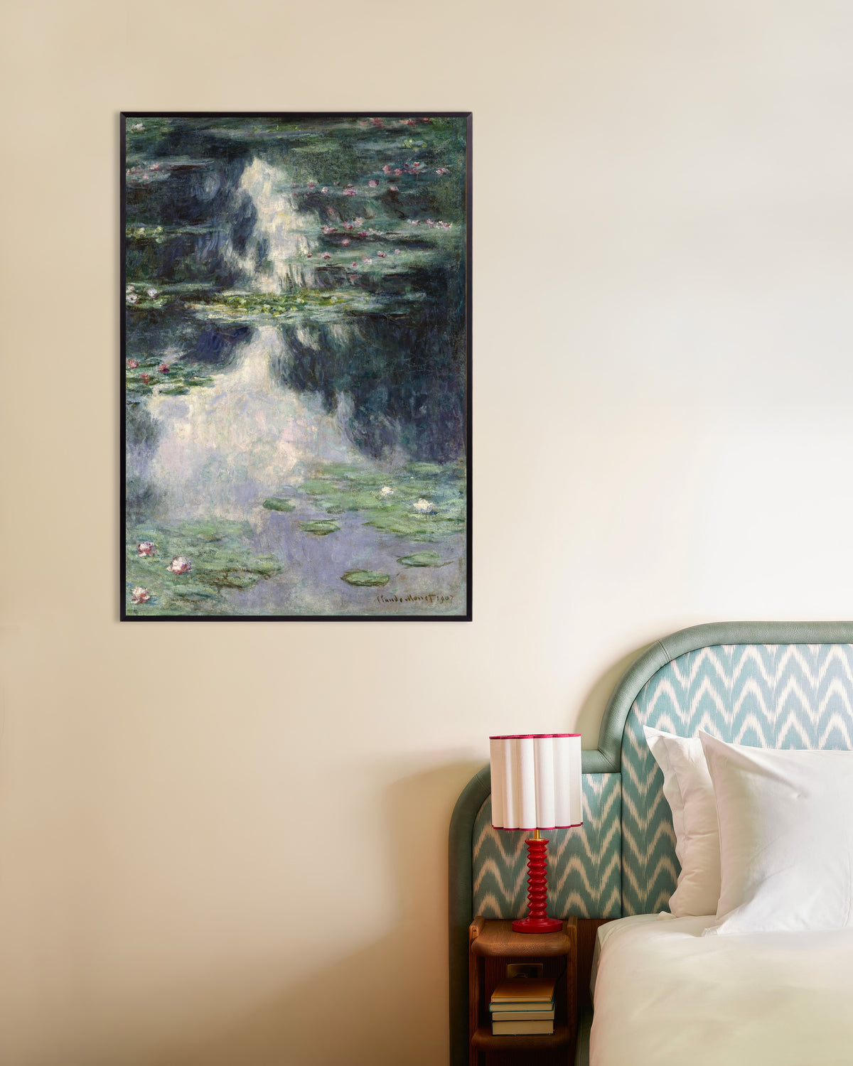 Poster Damm med näckrosor (1907) av Claude Monet med metallram