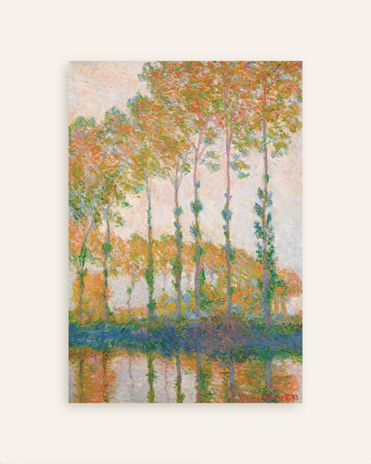 Poster Popplar vid Eptes strand, höst (1891) av Claude Monet, miniatyr
