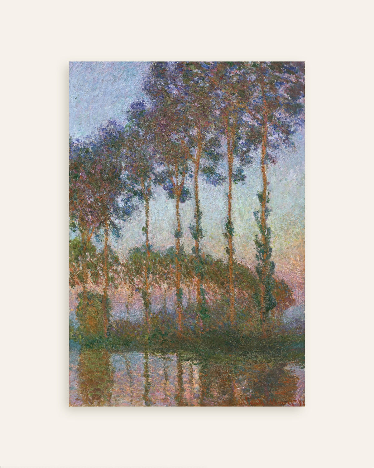 Poster Popplar vid Eptes strand, skymning (1891) av Claude Monet, miniatyr