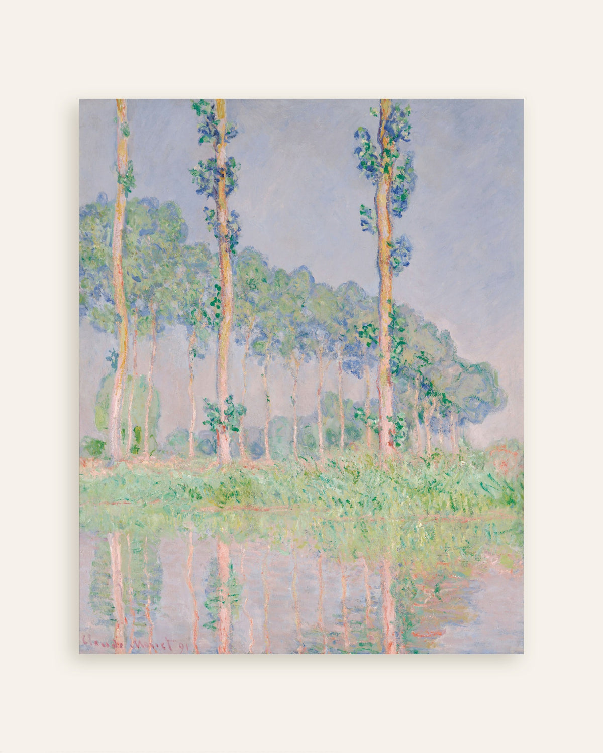 Poster Popplar, rosa effekt (1891) av Claude Monet, miniatyr