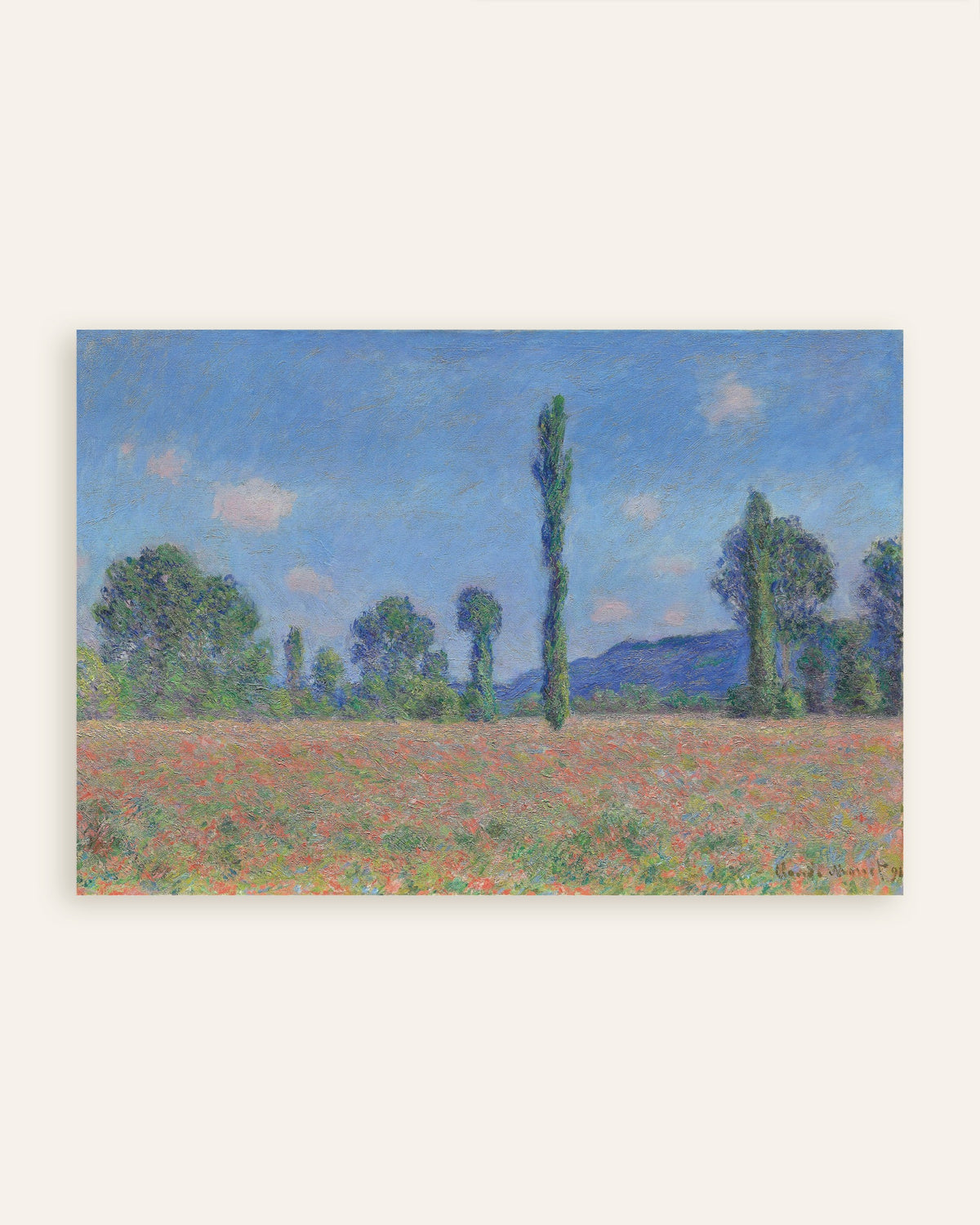 Poster Vallmofält, Giverny (1890) av Claude Monet, miniatyr