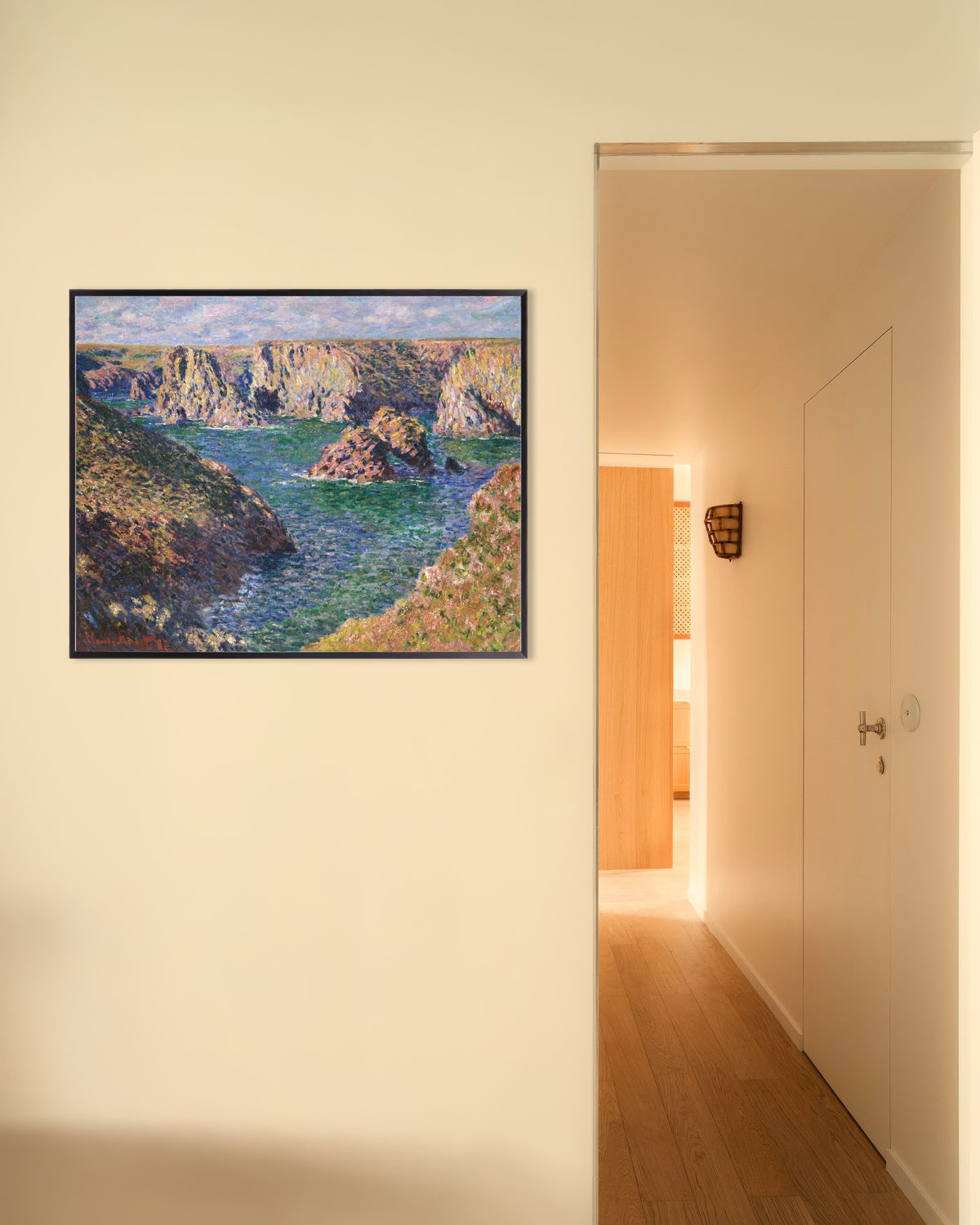 Poster Port-Domois, Belle-Île (1887) av Claude Monet med metallram