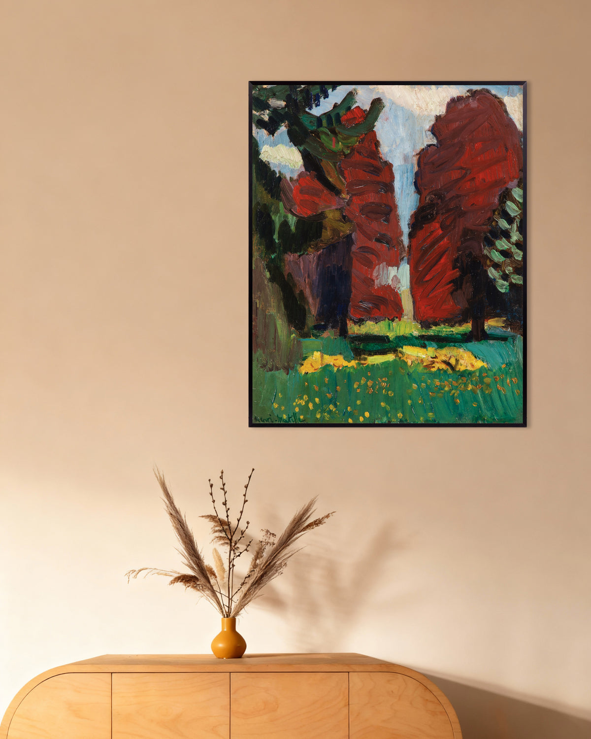 Poster med Purpurfärgade bokar (1901) av Henri Matisse, med metallram