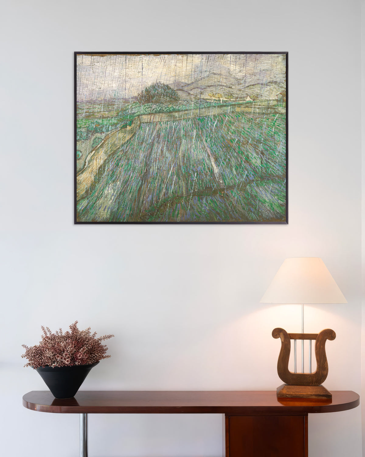 Poster av Regn (1889) av Vincent van Gogh, med metallram