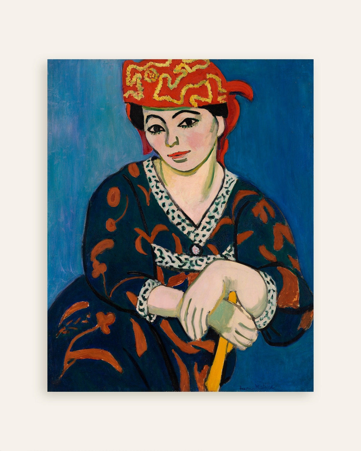 Poster med Röd huvudbonad med madrasmönster (1907) av Henri Matisse, miniatyrbild