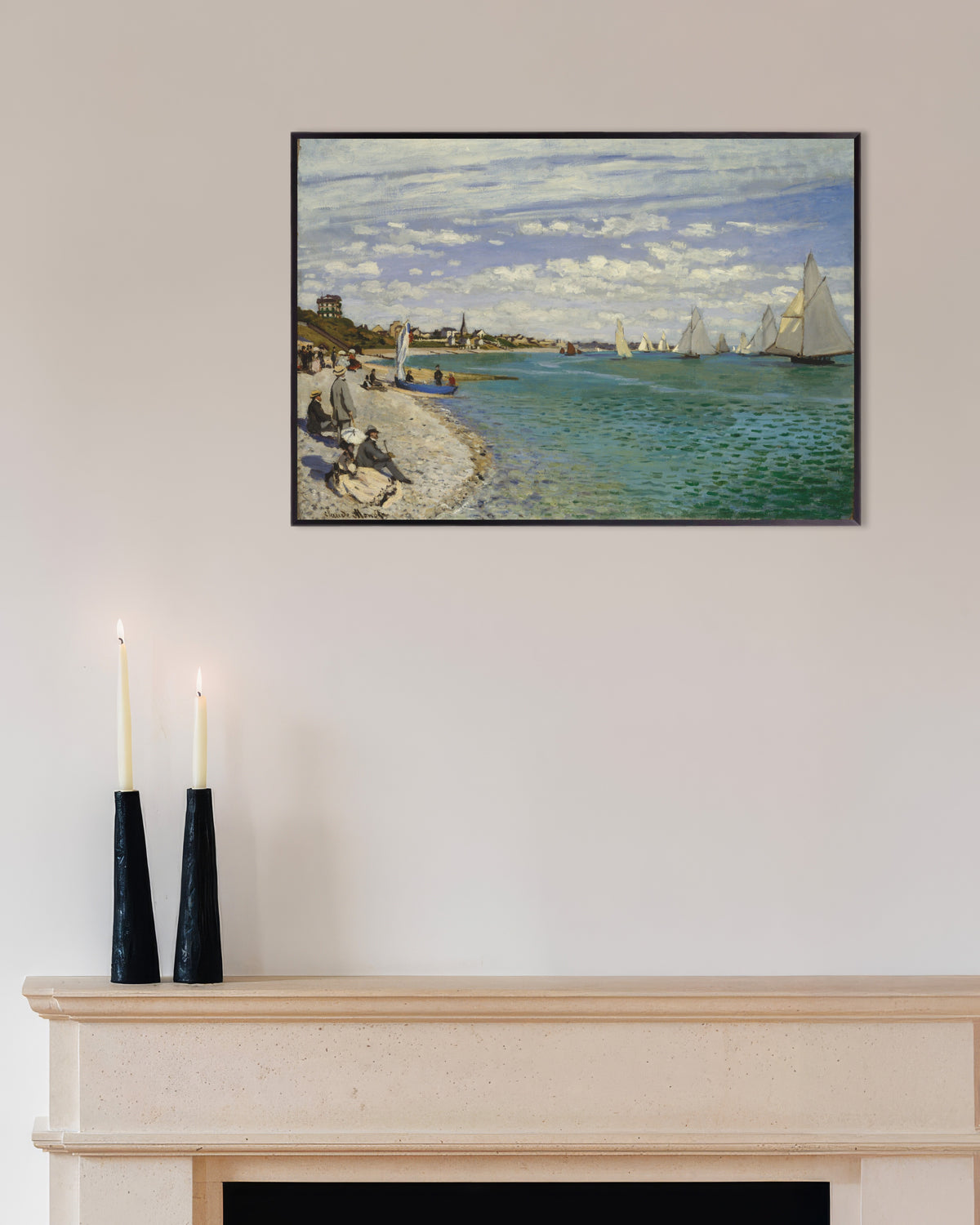 Poster Kappsegling vid Sainte-Adresse (1867) av Claude Monet med metallram
