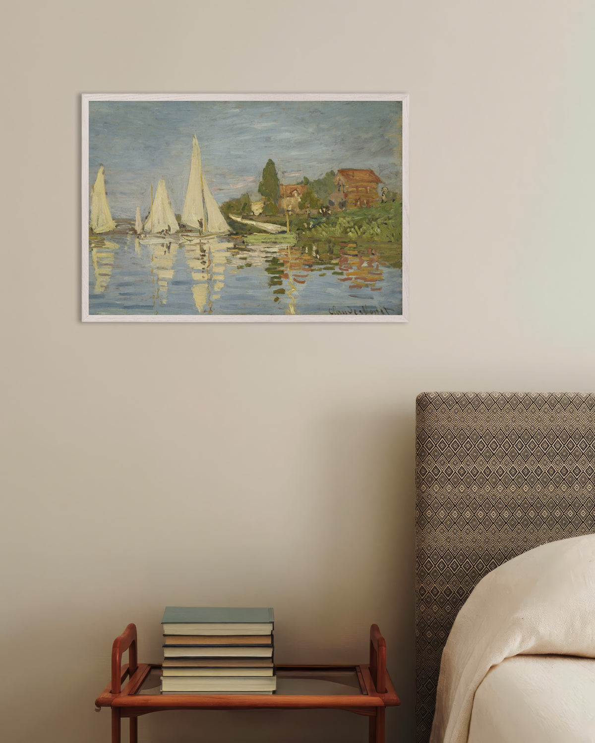 Poster Kappsegling vid Argenteuil (ca 1872) av Claude Monet med vit träram