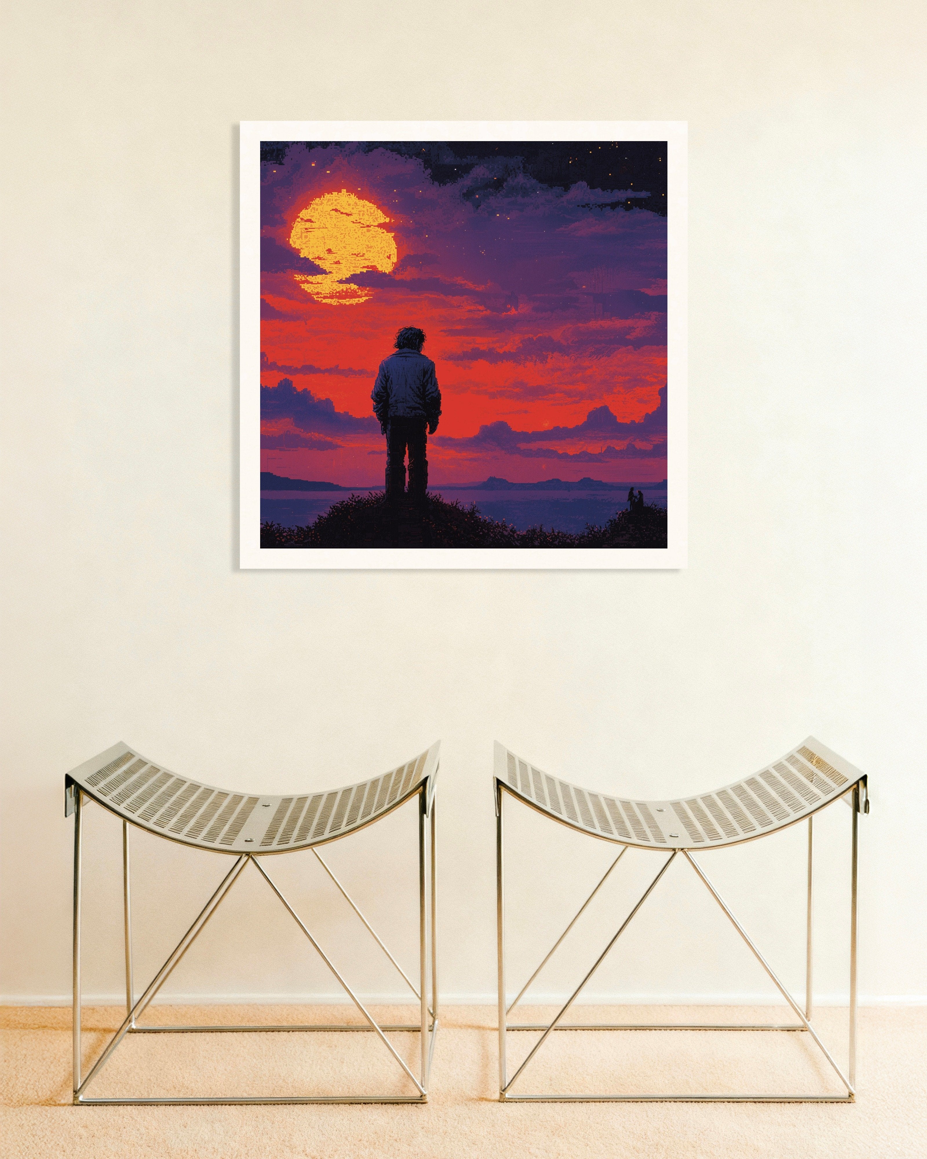 Poster of Retro video game, mystical sunset - Poster