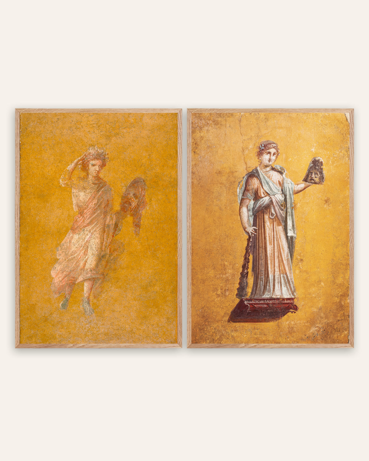 Romerska freskoposters, set med 2: Melpomene, tragedins musa, i ramar av naturek