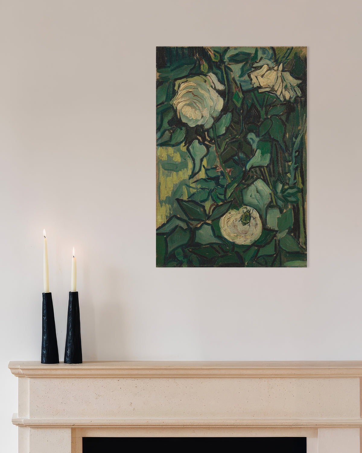 Poster med Rosbuske med en skalbagge (1889) av Vincent van Gogh