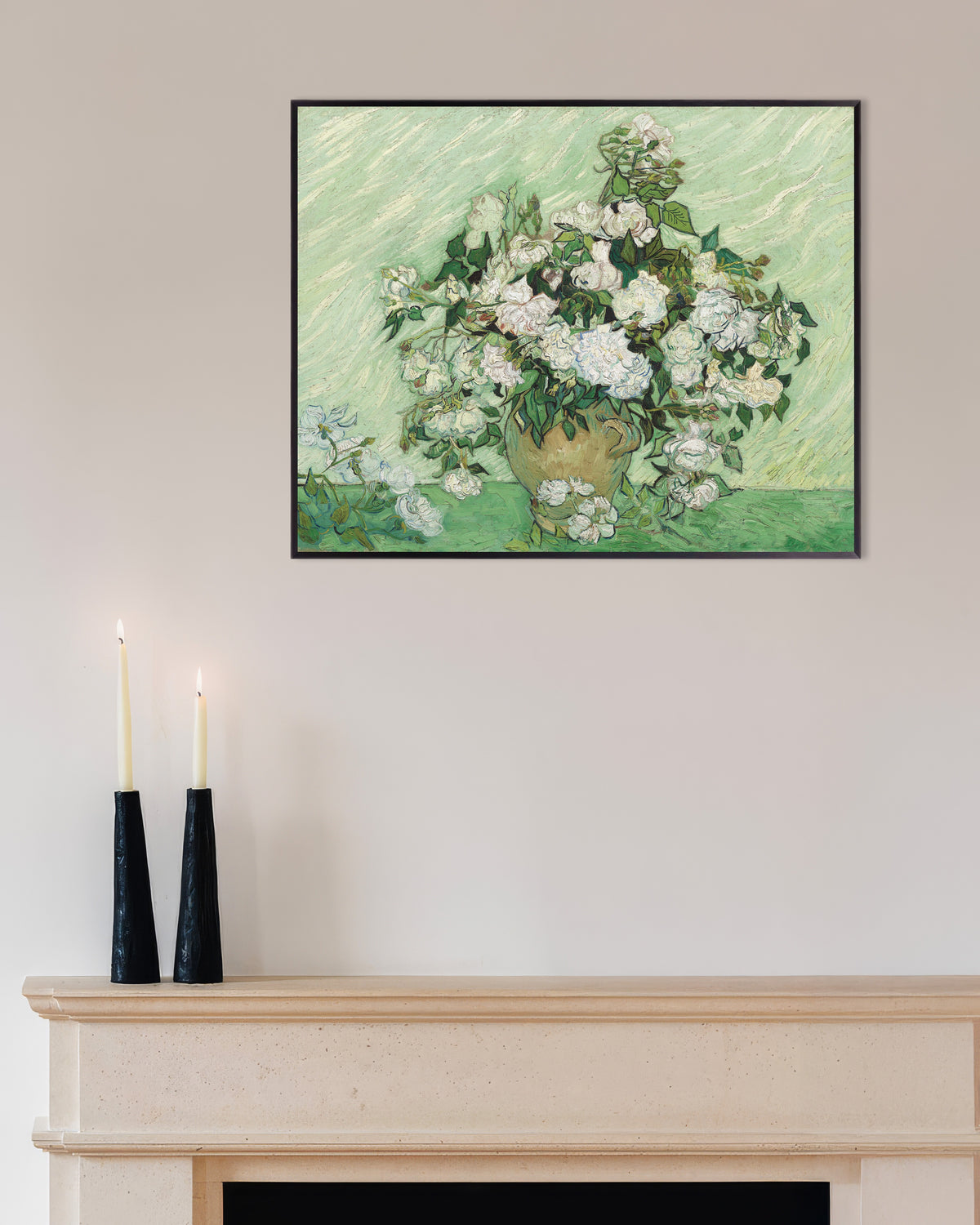 Poster med Roser (1890) av Vincent van Gogh, med metallram