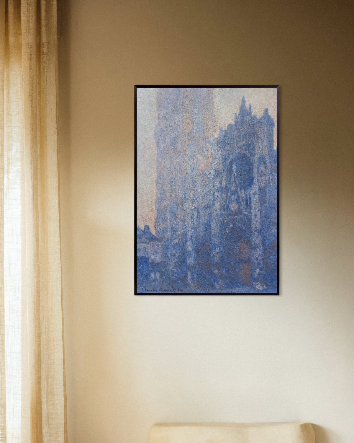 Poster Katedralen i Rouen, portalen och Tour d'Albane, morgonljus (1894) av Claude Monet med metallram