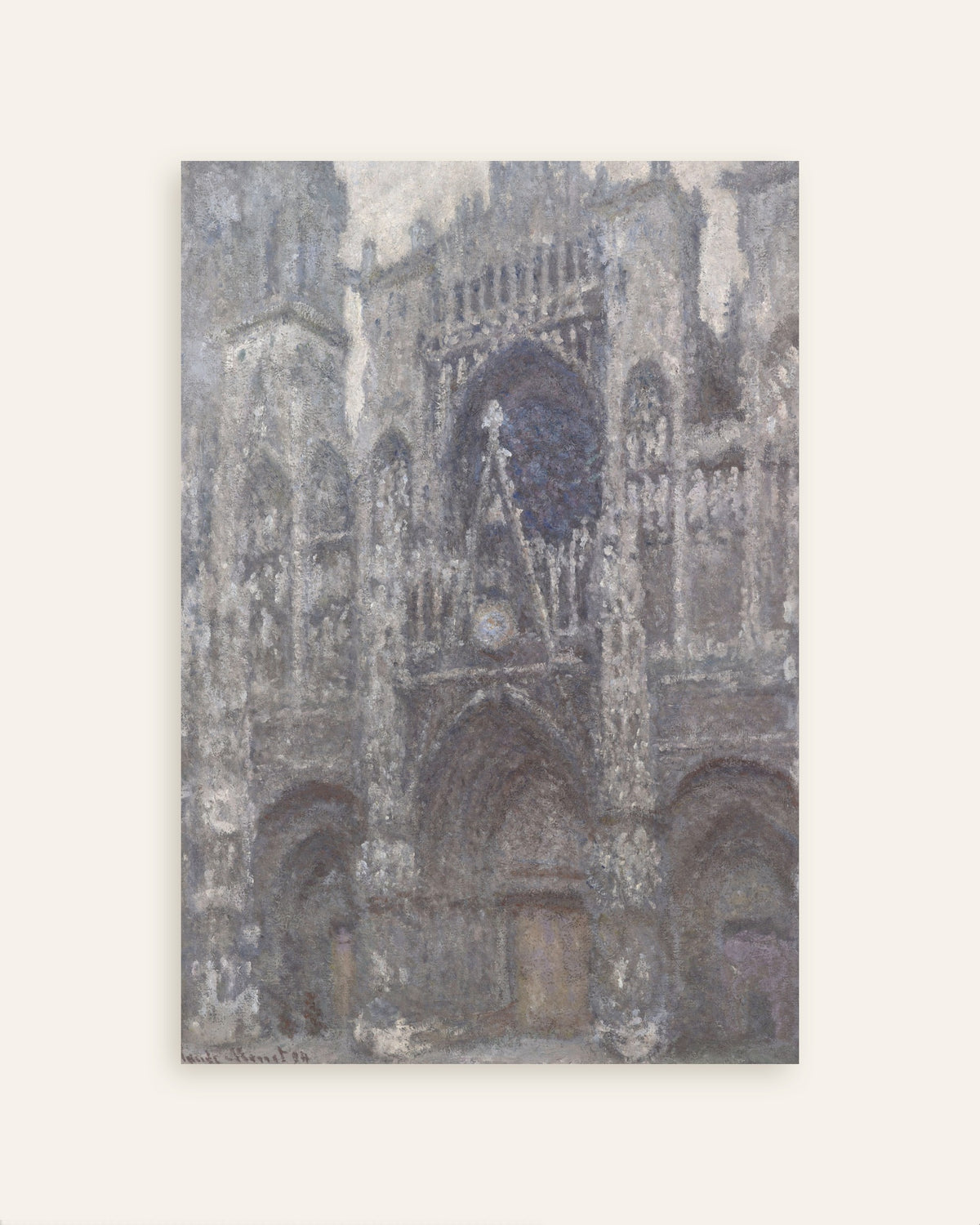 Poster Katedralen i Rouen, portalen i grått väder (1892) av Claude Monet, miniatyr