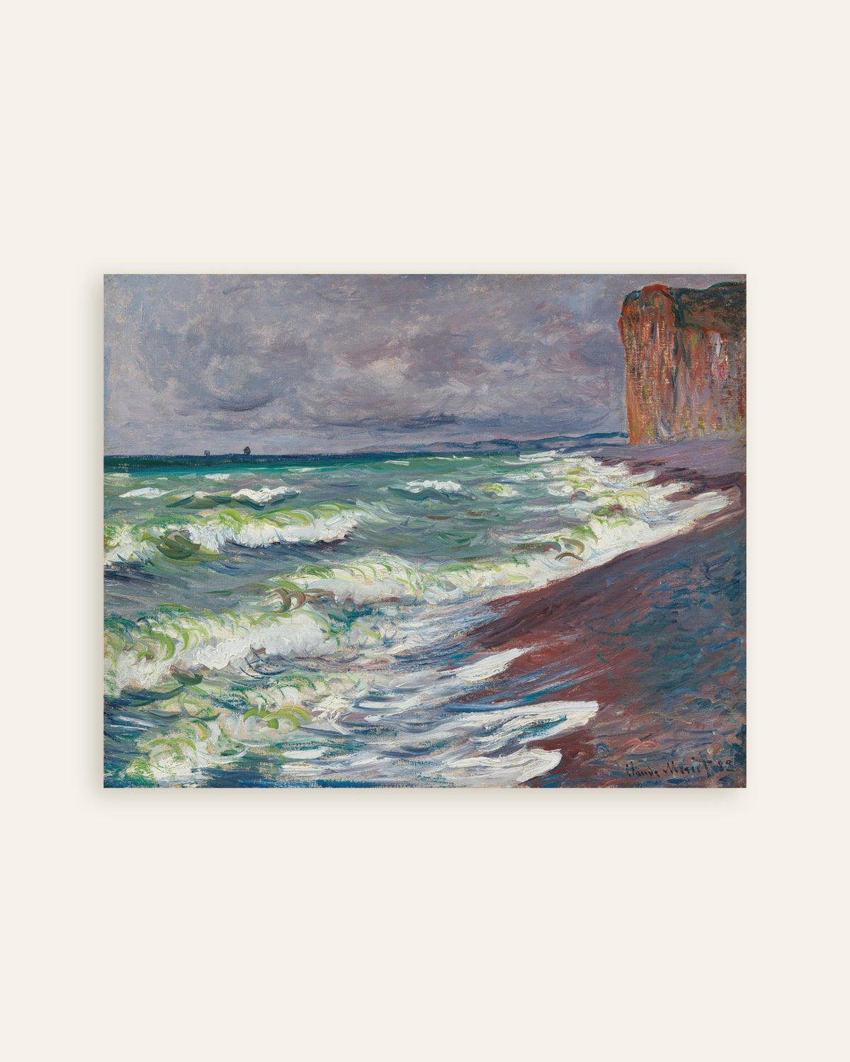 Poster Upprört hav vid Pourville (1882) av Claude Monet, miniatyr