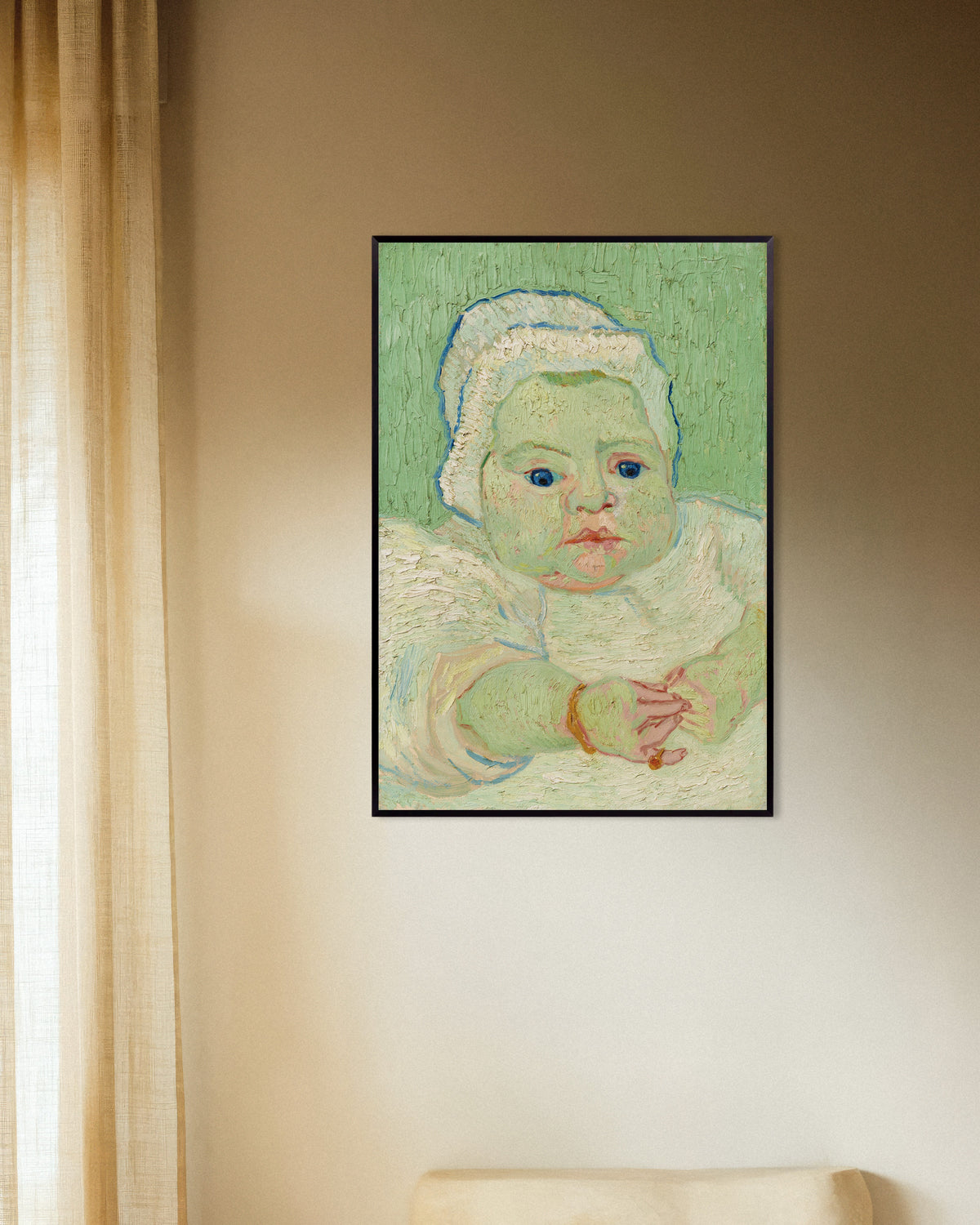 Poster med Roulins baby (1888) av Vincent van Gogh, med metallram