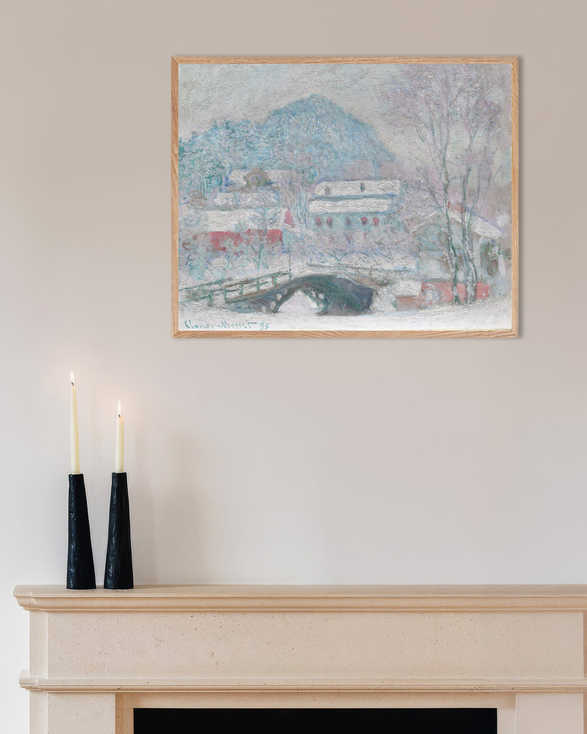 Poster Sandvika, Norge (1895) av Claude Monet med ram i naturträ