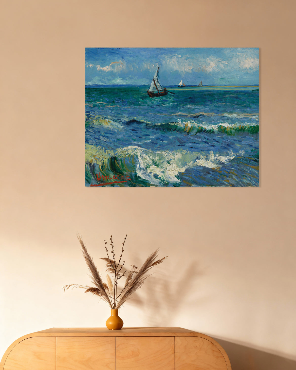 Poster med Havslandskap nära Les Saintes-Maries-de-la-Mer (1888) av Vincent van Gogh
