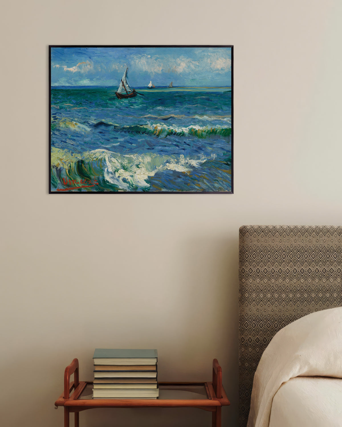 Poster med Havslandskap nära Les Saintes-Maries-de-la-Mer (1888) av Vincent van Gogh, med metallram