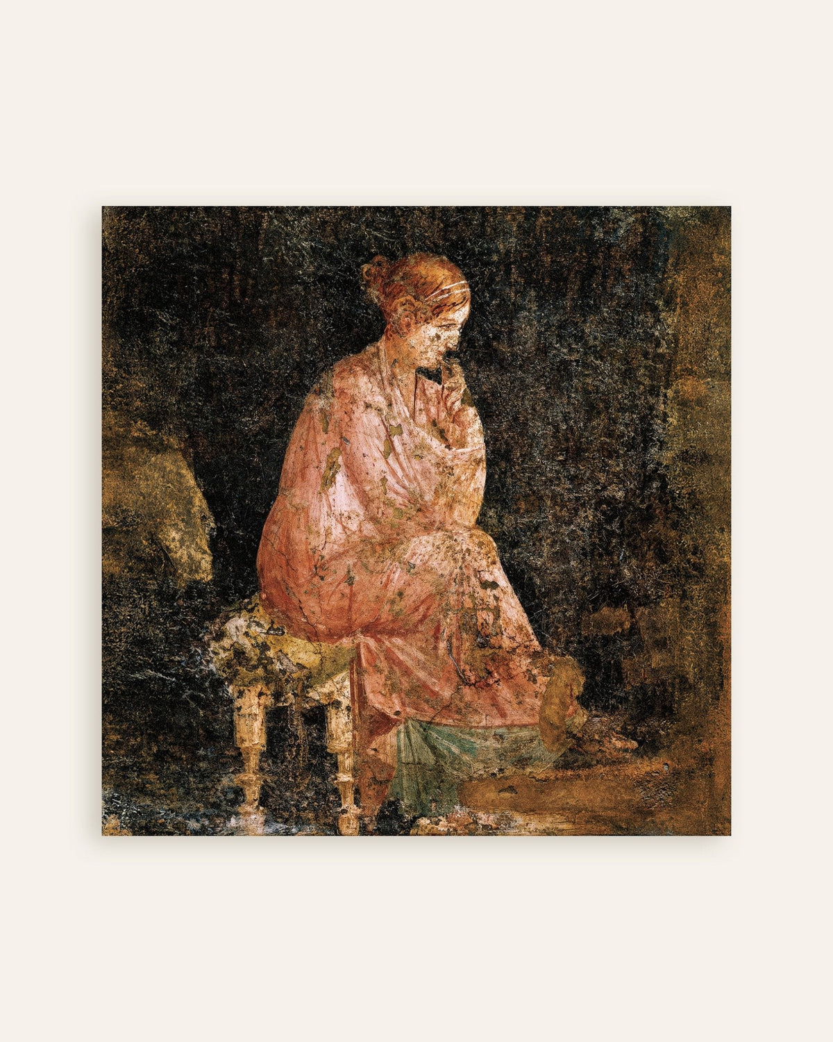 Poster med freskdetaljen av den sittande kvinnan från Pompeji